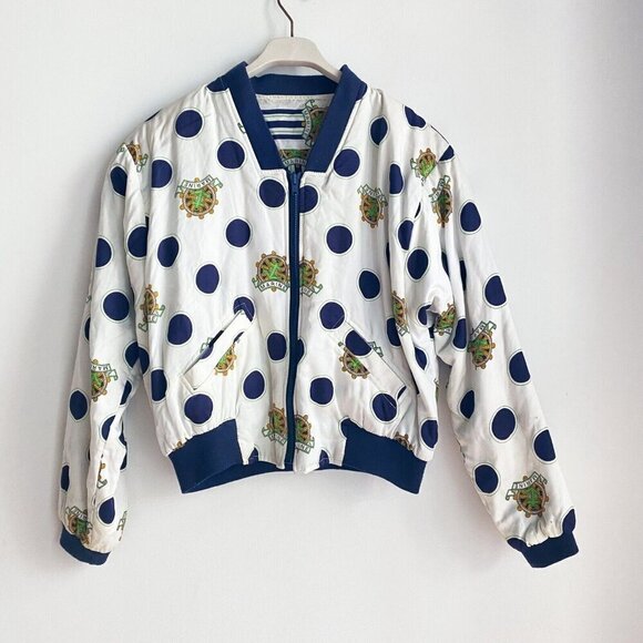 Vintage Reversible NAutical Print Bomber  Jacket M/L - Picture 3 of 6